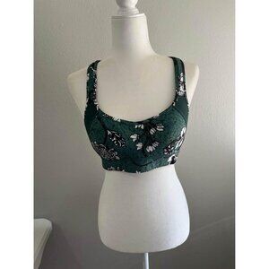 Body sports bra green floral crossed back size Medium